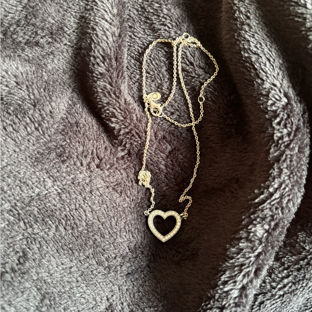 Pandora Silver Open Heart Necklace with Sparkle